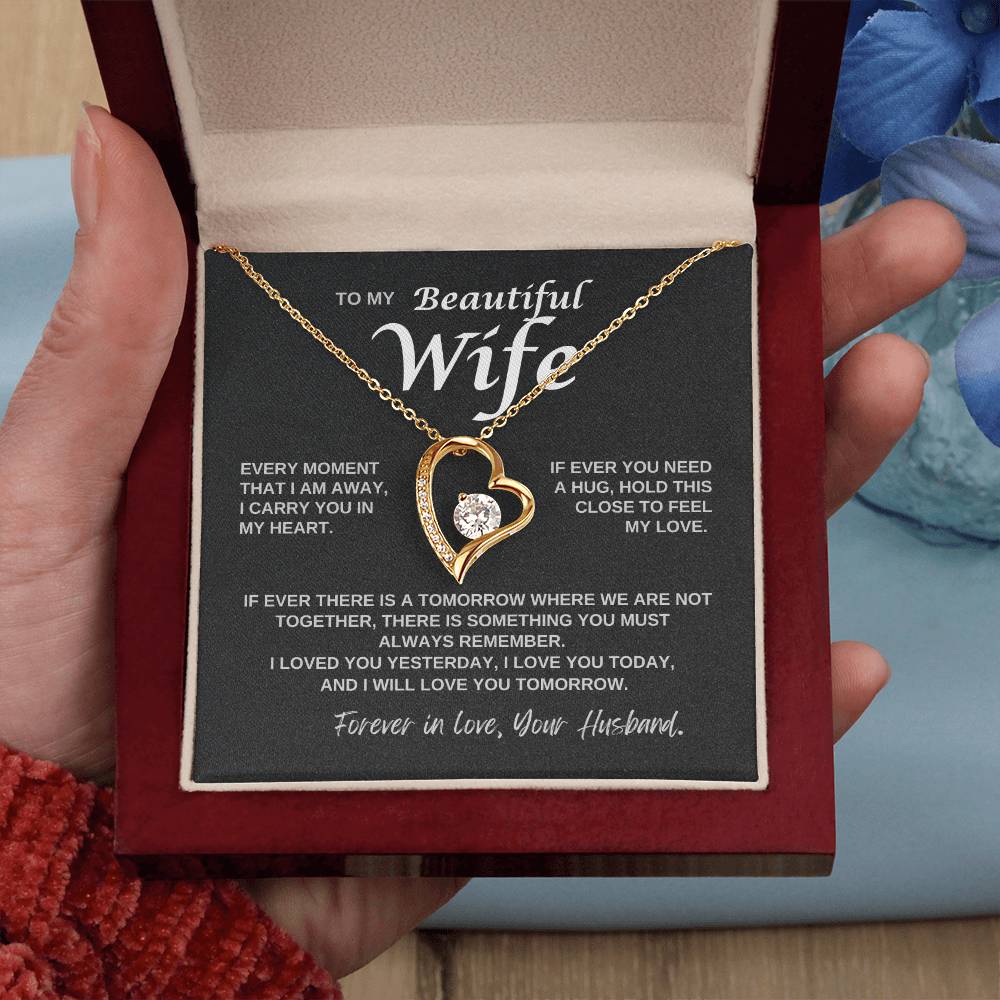 To My Wife - I Carry You in My Heart -  Forever Love Necklace