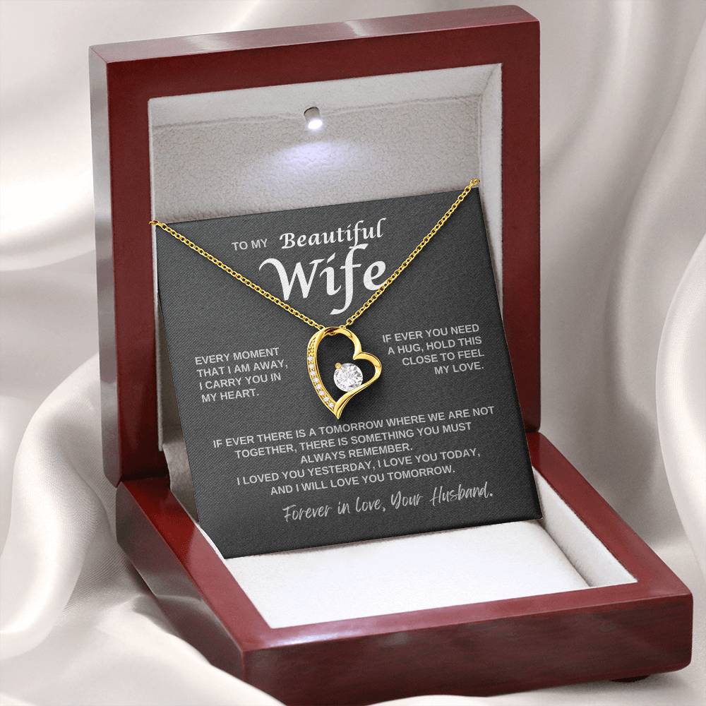 To My Wife - I Carry You in My Heart -  Forever Love Necklace