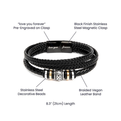 TO MY SON |  YOU ARE MY PRIDE MY JOY AND MY HEART -  VEGAN LEATHER BRACELET