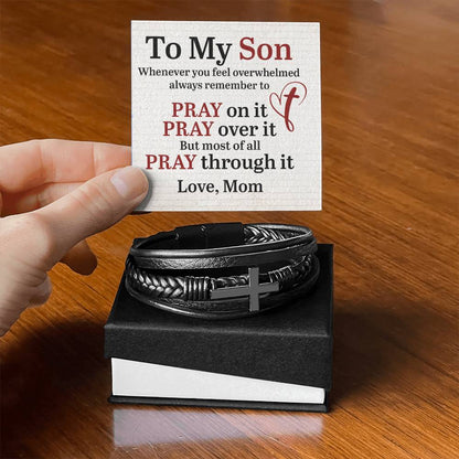 To My Son - Pray Over It - Cross Bracelet
