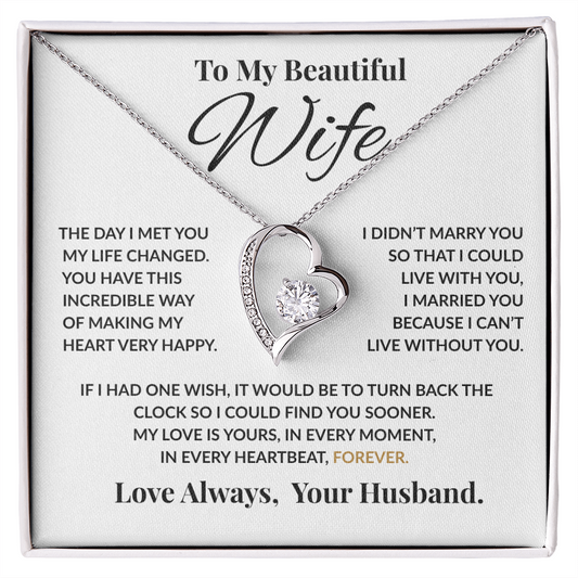 Special Gift For Wife “The Day I Met You My Life Changed” Forever Love Necklace