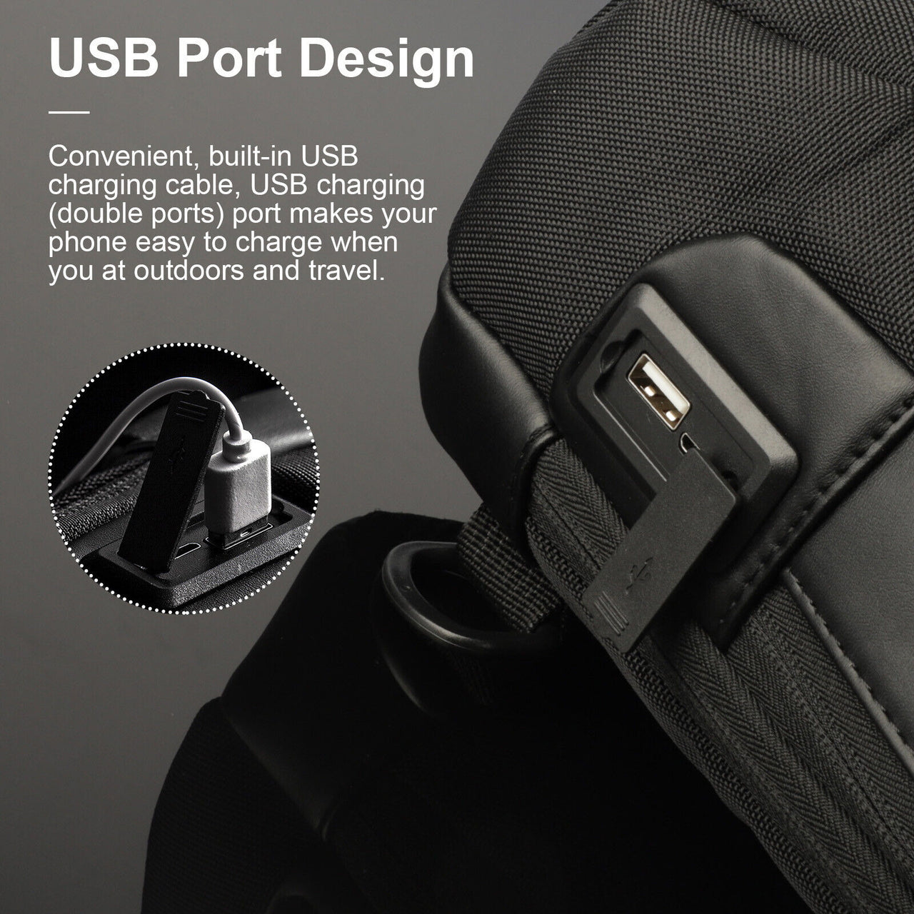 Waterproof, Anti-theft Crossbody Sling Bag Pack /Backpack Pack with USB Charging