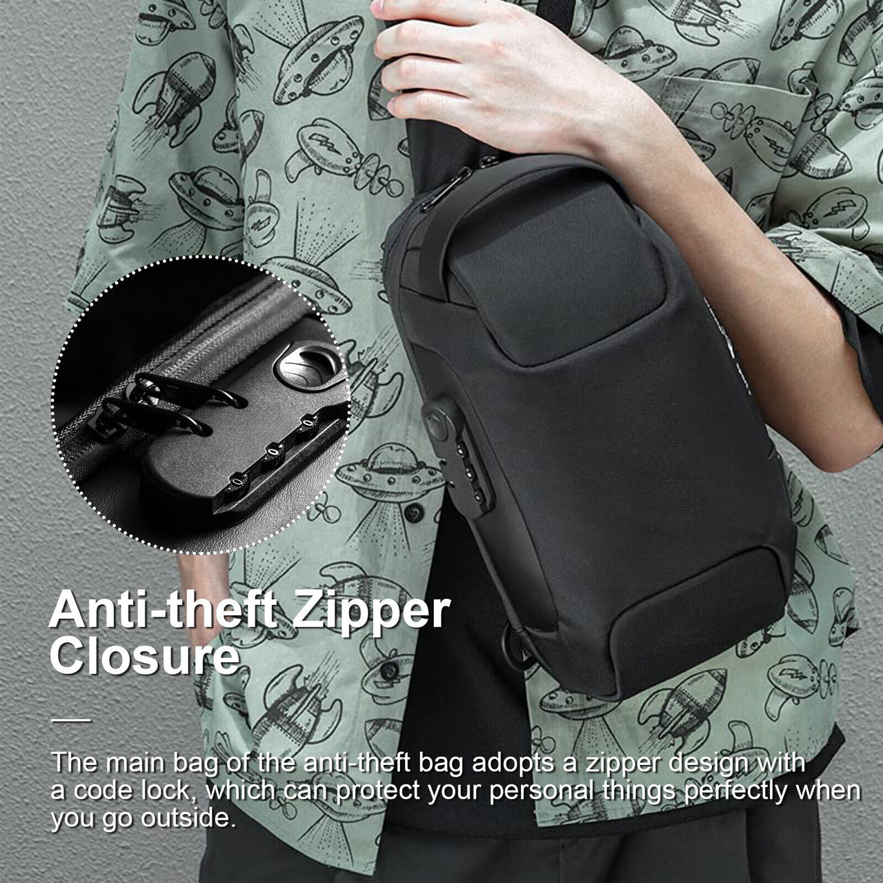 Waterproof, Anti-theft Crossbody Sling Bag Pack /Backpack Pack with USB Charging